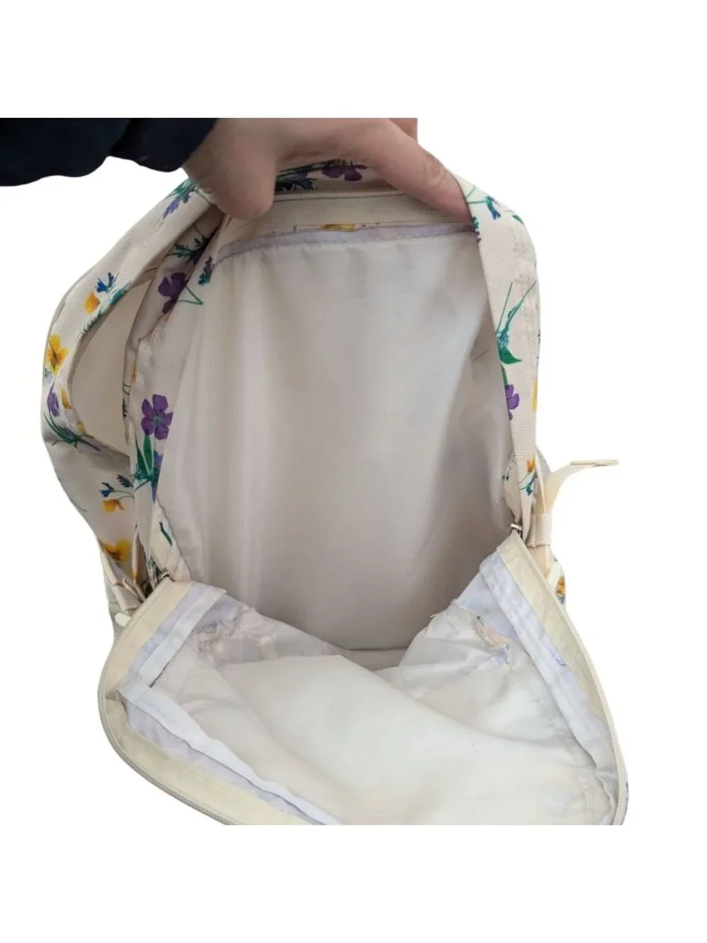Jansport Main Campus Light Yellow Beige Spring Floral Backpack Schoolbag